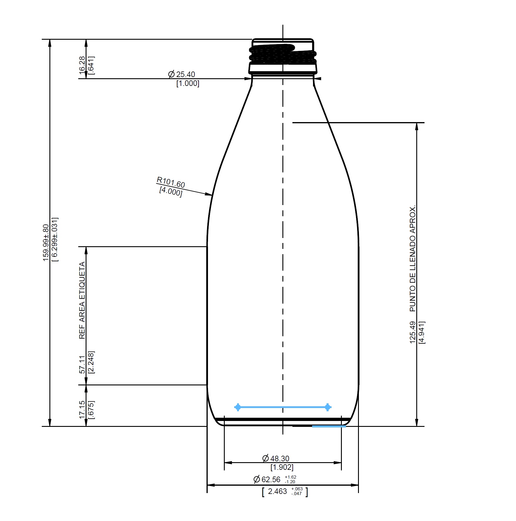 ENVASE DE VIDRIO 4422 FLINT MCA