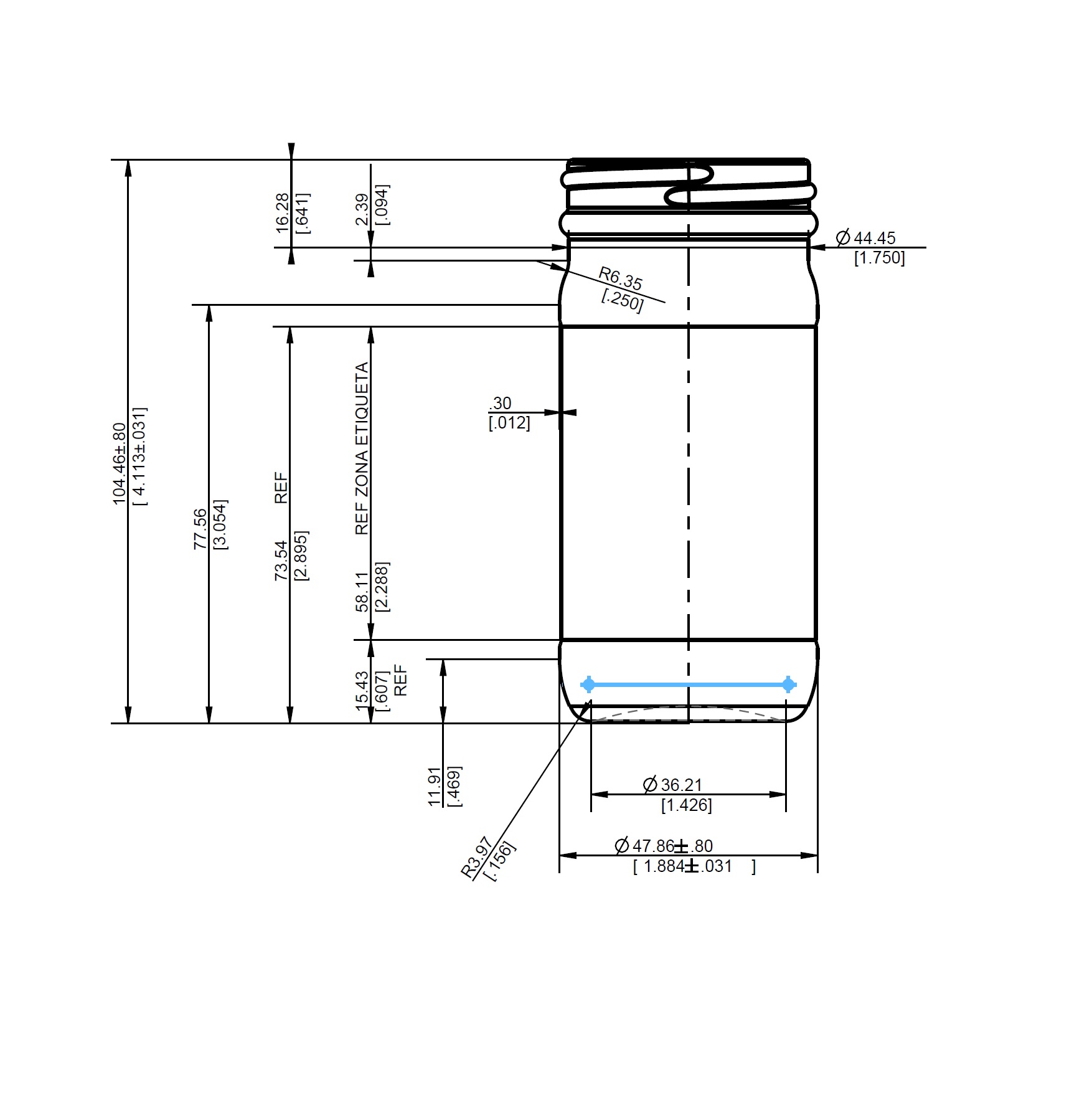 ENVASE DE VIDRIO 4451 FLINT ROSCA